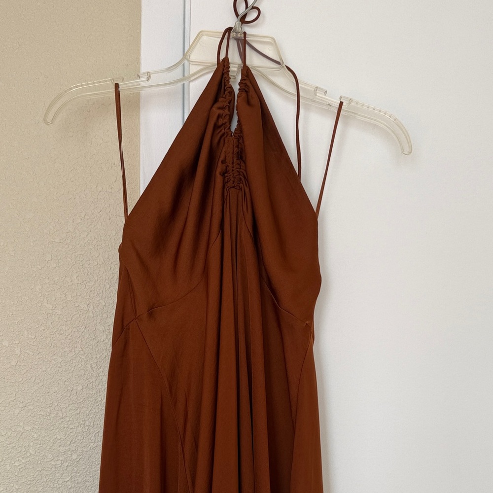 Banana Republic Backless Halter Dress in Rich Brown